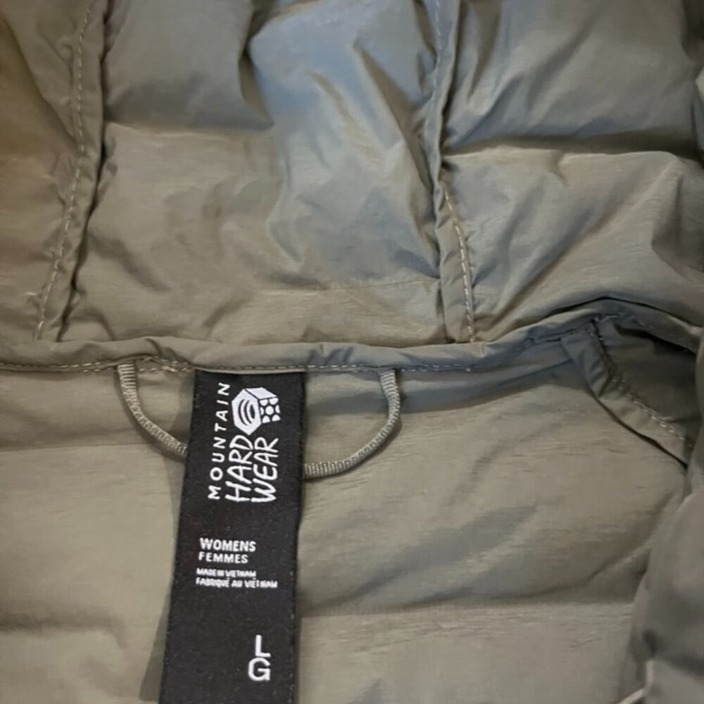 Mountain Hardwear Women’s Large Olive Down Puffer Jacket Hooded - Picture 7 of 7